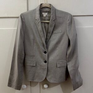 Women’s J Crew Schoolboy Blazer Jacket 100% Linen Grey 6 preppy classic